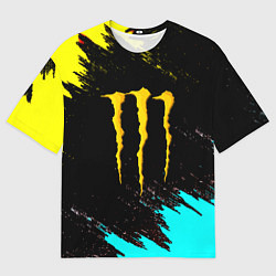 Футболка оверсайз мужская Monster energy краски текстура, цвет: 3D-принт