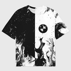 Мужская футболка оверсайз BMW black fire