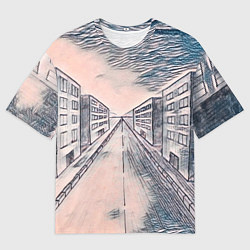 Футболка оверсайз мужская Сумрачный город, цвет: 3D-принт
