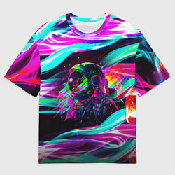 Футболка оверсайз мужская Космический неон, цвет: 3D-принт