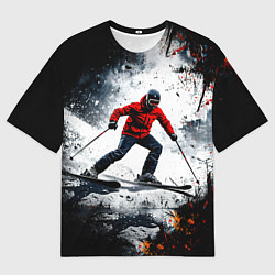 Футболка оверсайз мужская Лыжник в движении, цвет: 3D-принт
