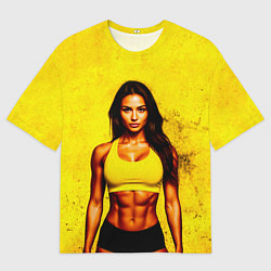 Футболка оверсайз мужская Фитоняшка на желтом, цвет: 3D-принт