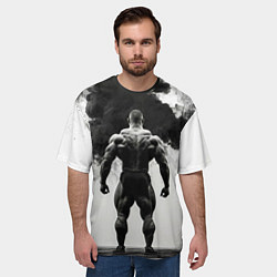 Футболка оверсайз мужская Бодибилдер и черный дым, цвет: 3D-принт — фото 2