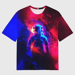 Мужская футболка оверсайз Космонавт в пламени