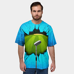 Футболка оверсайз мужская Клюшка для гольфа на синем, цвет: 3D-принт — фото 2