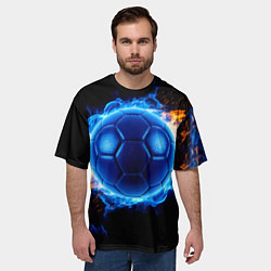 Футболка оверсайз мужская Гандбольный мяч в синем пламени, цвет: 3D-принт — фото 2