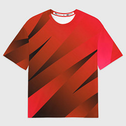 Футболка оверсайз мужская Красно-коричневый абстрактные полосы, цвет: 3D-принт
