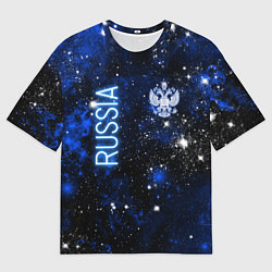 Мужская футболка оверсайз Звёздное небо России и герб