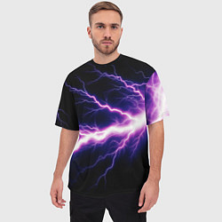 Футболка оверсайз мужская Lightning purple, цвет: 3D-принт — фото 2