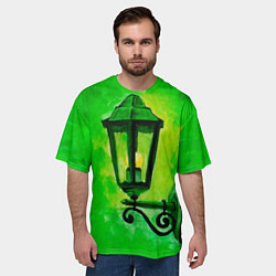 Футболка оверсайз мужская Уличный зелёный фонарь, цвет: 3D-принт — фото 2
