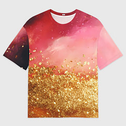Футболка оверсайз мужская Золотая пыльца на розовой текстуре, цвет: 3D-принт