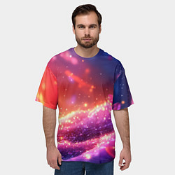 Футболка оверсайз мужская Фиолетовые и красные оттенки текстура, цвет: 3D-принт — фото 2