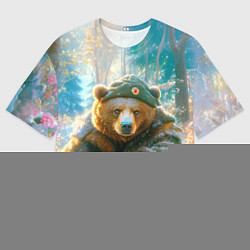 Футболка оверсайз мужская Русский медведь военный в лесу, цвет: 3D-принт