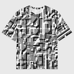 Футболка оверсайз мужская Серый объёмный эффект, цвет: 3D-принт