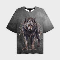 Футболка оверсайз мужская The fierce wolf, цвет: 3D-принт