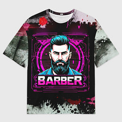 Футболка оверсайз мужская Барбер в фиолете, цвет: 3D-принт