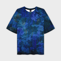 Футболка оверсайз мужская Абстракция - blue uniform camouflage, цвет: 3D-принт