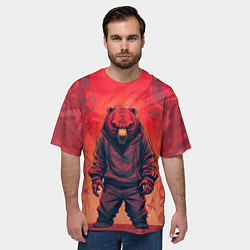 Футболка оверсайз мужская Мишка на спорте, цвет: 3D-принт — фото 2