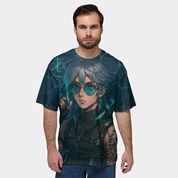 Футболка оверсайз мужская Аль-Хайтам в стиле киберпанка, цвет: 3D-принт — фото 2