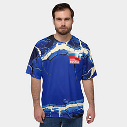 Футболка оверсайз мужская Russia blue abstract, цвет: 3D-принт — фото 2