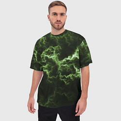 Футболка оверсайз мужская Lightning green glow, цвет: 3D-принт — фото 2