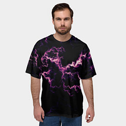 Футболка оверсайз мужская Lightning pink glow, цвет: 3D-принт — фото 2