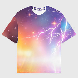 Футболка оверсайз мужская Магический фон с молниями и звездами, цвет: 3D-принт
