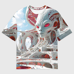 Футболка оверсайз мужская Инопланетный белый город, цвет: 3D-принт