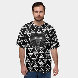 Футболка оверсайз мужская Ведьмак паттерн лого, цвет: 3D-принт — фото 2