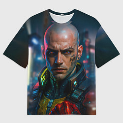 Футболка оверсайз мужская Мужчина в стиле киберпанка, цвет: 3D-принт