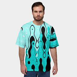 Футболка оверсайз мужская Чёрно-голубой абстракция, цвет: 3D-принт — фото 2