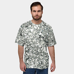 Футболка оверсайз мужская Серый абстрактный с белыми кляксами, цвет: 3D-принт — фото 2
