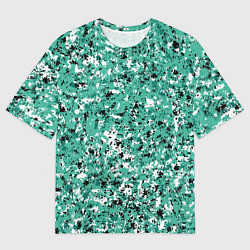 Футболка оверсайз мужская Бирюзовый с чёрно-белыми пятнами, цвет: 3D-принт