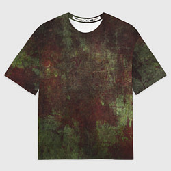 Мужская футболка оверсайз Абстракция - green fabric soaked in red paint