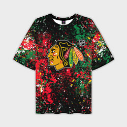 Футболка оверсайз мужская Chicago Blackhawks NHL black, цвет: 3D-принт