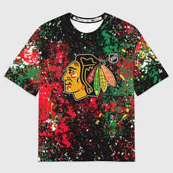 Футболка оверсайз мужская Chicago Blackhawks NHL black, цвет: 3D-принт