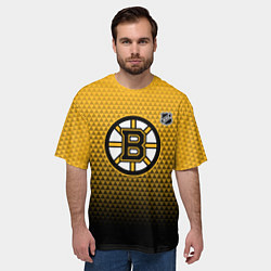 Футболка оверсайз мужская Бостон Брюинз - геометрический градиент, цвет: 3D-принт — фото 2