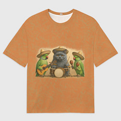 Футболка оверсайз мужская Надежды маленький оркестрик в оранжевом, цвет: 3D-принт