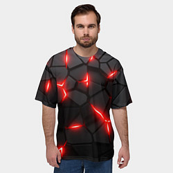 Футболка оверсайз мужская Красная неоновая броня, цвет: 3D-принт — фото 2