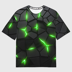 Футболка оверсайз мужская Зеленая неоновая броня, цвет: 3D-принт