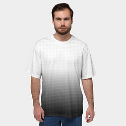 Футболка оверсайз мужская Из белого в чёрный градиент с точками, цвет: 3D-принт — фото 2