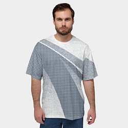 Футболка оверсайз мужская Светлый серо-голубой текстурированный с полосой, цвет: 3D-принт — фото 2