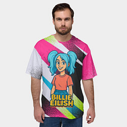 Футболка оверсайз мужская Билли Айлиш в стиле мультфильма, цвет: 3D-принт — фото 2