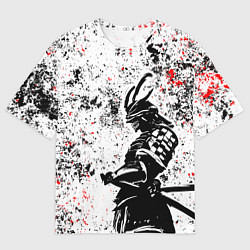 Футболка оверсайз мужская Самурай - брызги красок, цвет: 3D-принт