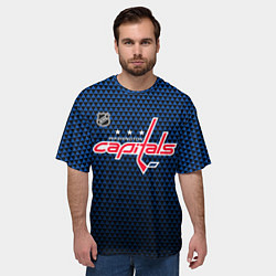 Футболка оверсайз мужская Вашингтон Кэпиталз - синий градиент, цвет: 3D-принт — фото 2