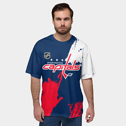 Футболка оверсайз мужская Вашингтон Кэпиталз - брызги красок, цвет: 3D-принт — фото 2