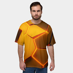 Футболка оверсайз мужская Желтые неоновые соты - текстура, цвет: 3D-принт — фото 2