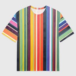 Футболка оверсайз мужская Разноцветная полоска, цвет: 3D-принт