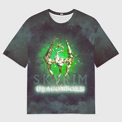 Футболка оверсайз мужская Skyrim gold logo Dragonborn, цвет: 3D-принт