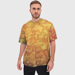 Футболка оверсайз мужская Абстракция - orange camouflage, цвет: 3D-принт — фото 2